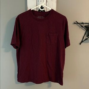 Mens Copper & Oak burgundy pocket tee shirt